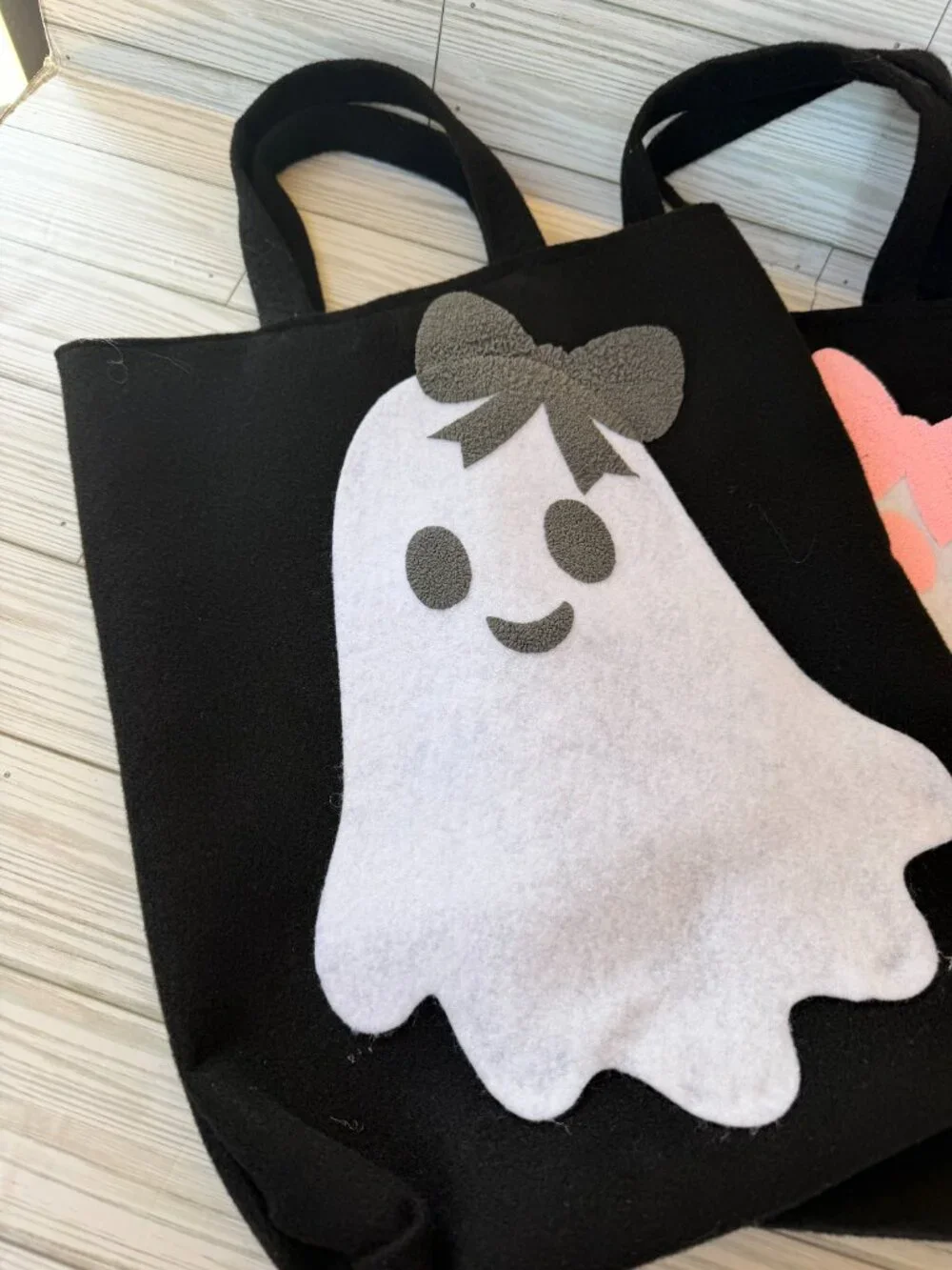 Cute Ghost Halloween Treat bag, Handmade Felt trick or treat Bag, kids Halloween